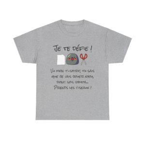 T-shirt humoristique Chifoumi revisité avec un Kyou, une feuille et des ciseaux