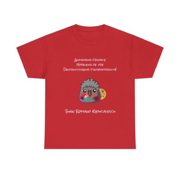 T-shirt avec texte humoristique "Juan Romano Kyoucalescu" inspiré des Inconnus et de l’art moderne
