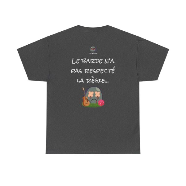 T-shirt "Règles du jeu de rôle" – Le barde n’a pas respecté la règle… RIP 🎲 – Image 2