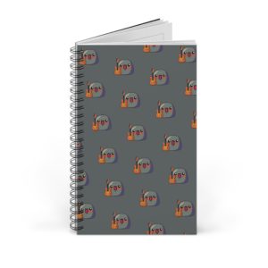 Carnet à spirale avec une pattern de Kyous tenant une guitare