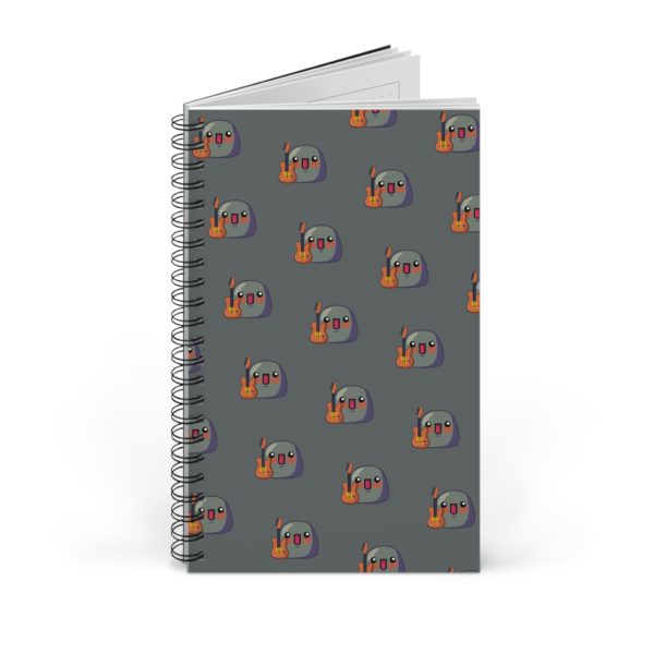 Carnet à spirale avec une pattern de Kyous tenant une guitare