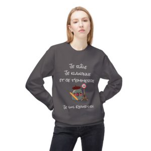 Sweatshirt humour Parisien Kyourisien avec béret, baguette et Tour Eiffel