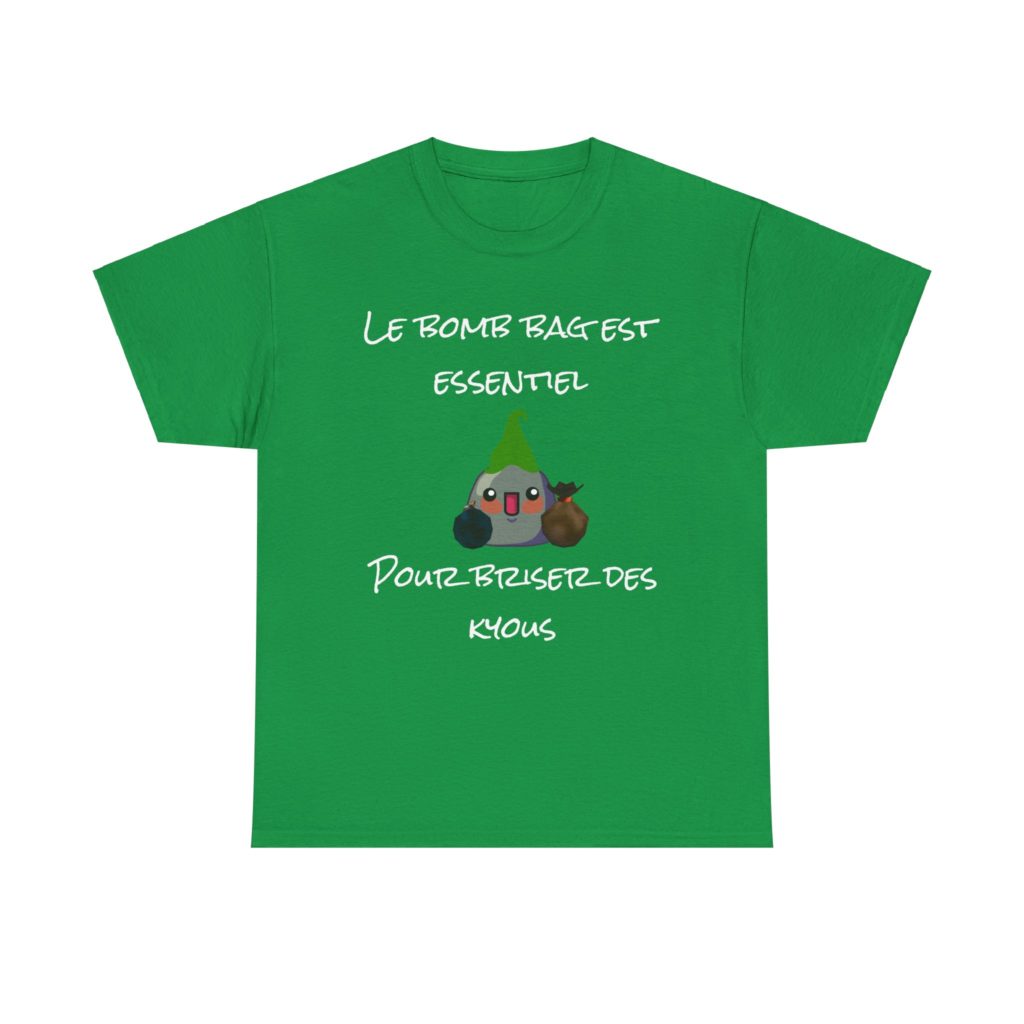 T-shirt geek inspiré des bombes de jeu vidéo avec un Kyou aventurier