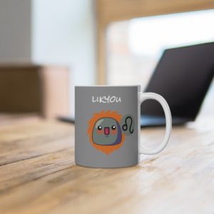 Mug astrologique "Likyou" avec un Kyou à crinière et symbole du Lion