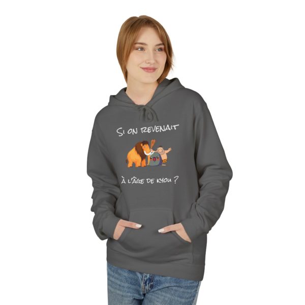 Hoodie humoristique avec homme des cavernes, mammouth et Kyou, référence à la Préhistoire