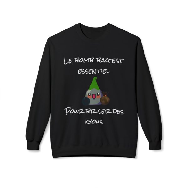 🎮 SWEATSHIRT "Le Bomb Bag est essentiel pour briser des Kyous" – Affronte le froid avec style et puissance ! – Image 6