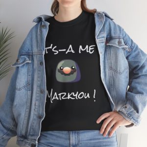 T-shirt humoristique inspiré des jeux vidéo classiques avec Markyou, le Kyou moustachu