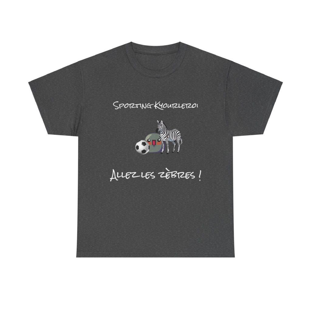 T-shirt humoristique Sporting Kyourleroi avec Kyou, zèbre et ballon de foot