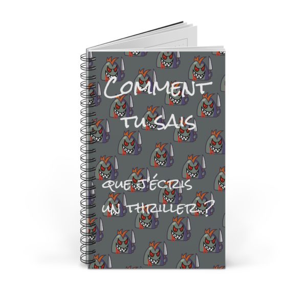 Carnet thriller avec une pattern de Killer Kyous pour les fans d’histoires sombres et palpitantes