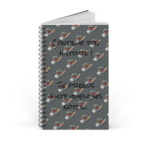 Carnet A5 "Continue ton histoire" avec une pattern de Kyous scribes et reliure spirale