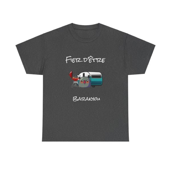 T-shirt humoristique Barakyou avec Kyou devant un barbecue et une caravane