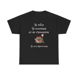 T-Shirt humoristique Parisien Kyourisien avec béret, baguette et Tour Eiffel