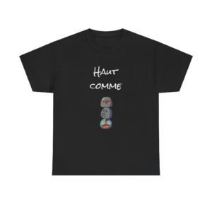 T-shirt noir "Haut comme 3 Kyous" avec trois Kyous empilés