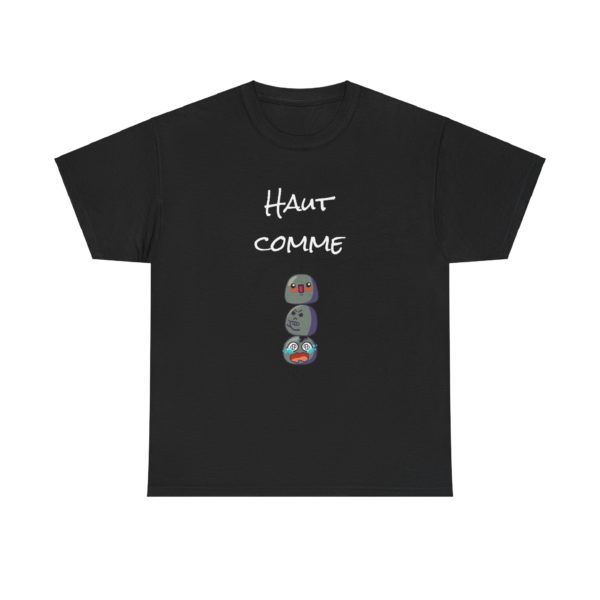 T-shirt noir "Haut comme 3 Kyous" avec trois Kyous empilés