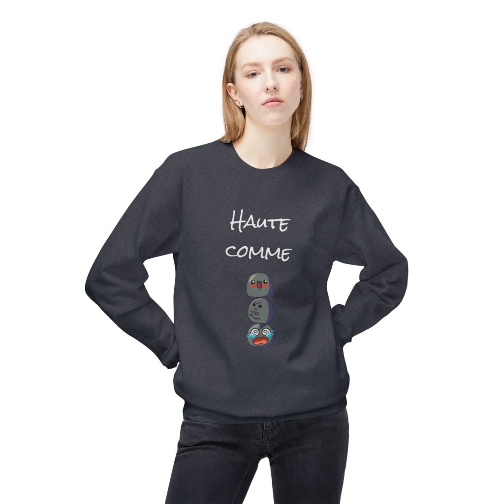 Sweat femme "Haute comme 3 Kyous" avec trois Kyous empilés, design humoristique