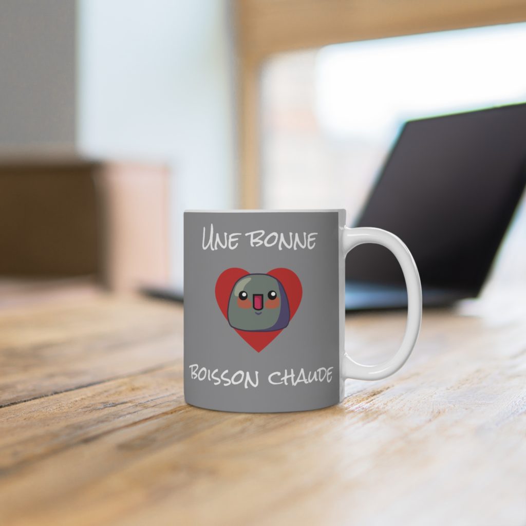 Mug mignon "Une bonne boisson chaude" avec Kyou dans un cœur