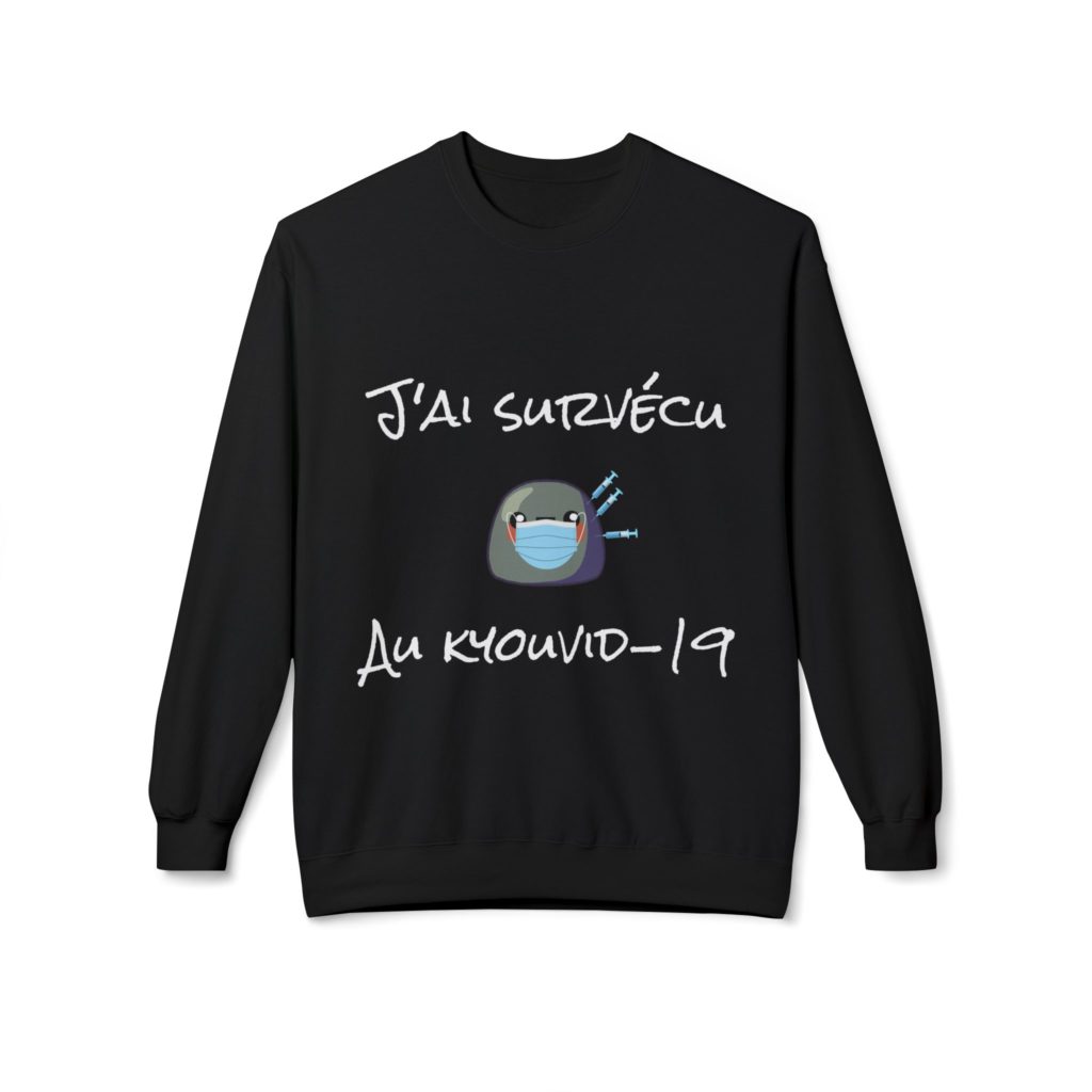 Sweatshirt humoristique J’ai survécu au Kyouvid-19 Kyou masqué et vacciné