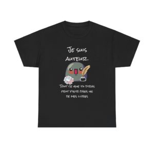 T-shirt homme "Je suis auteur" avec un Kyou écrivain et citation humoristique