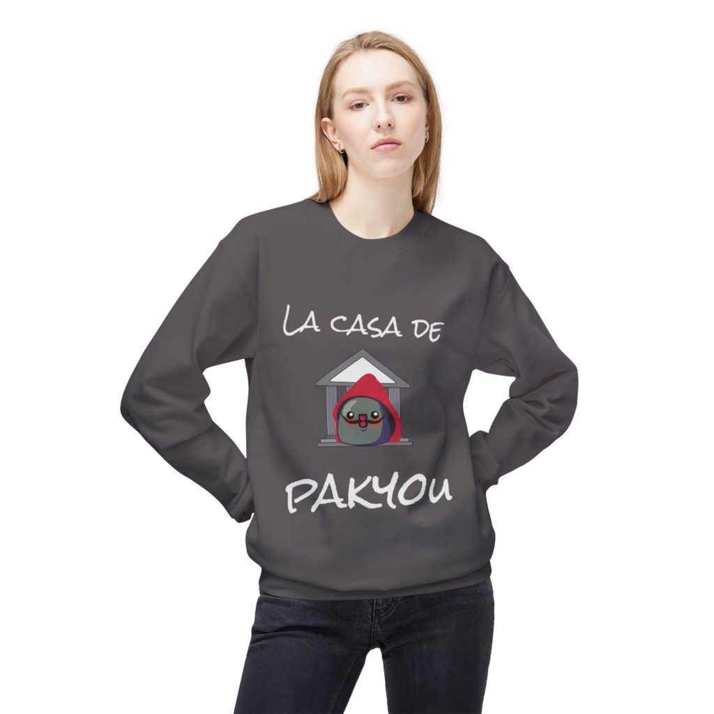 Sweat humoristique La Casa de Pakyou avec Kyou en mode braqueur