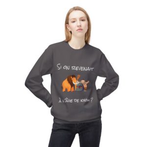 Sweatshirt humoristique avec homme des cavernes, mammouth et Kyou, référence à la Préhistoire