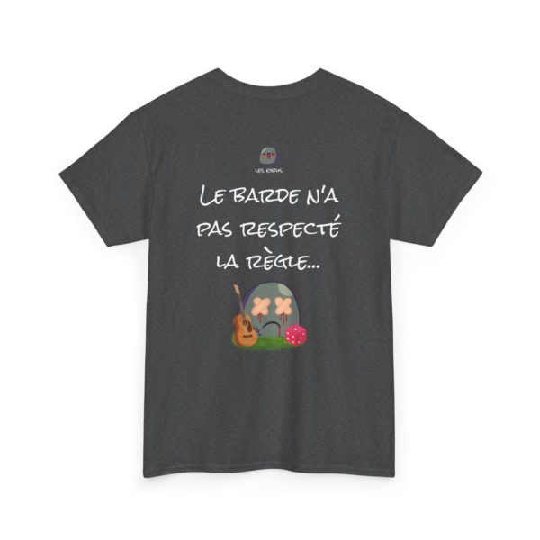 T-shirt "Règles du jeu de rôle" – Le barde n’a pas respecté la règle… RIP 🎲 – Image 4