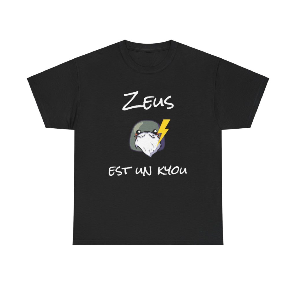 T-shirt humoristique "Zeus est un kyou" avec un design mythologique fun