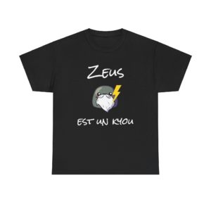 T-shirt humoristique "Zeus est un kyou" avec un design mythologique fun