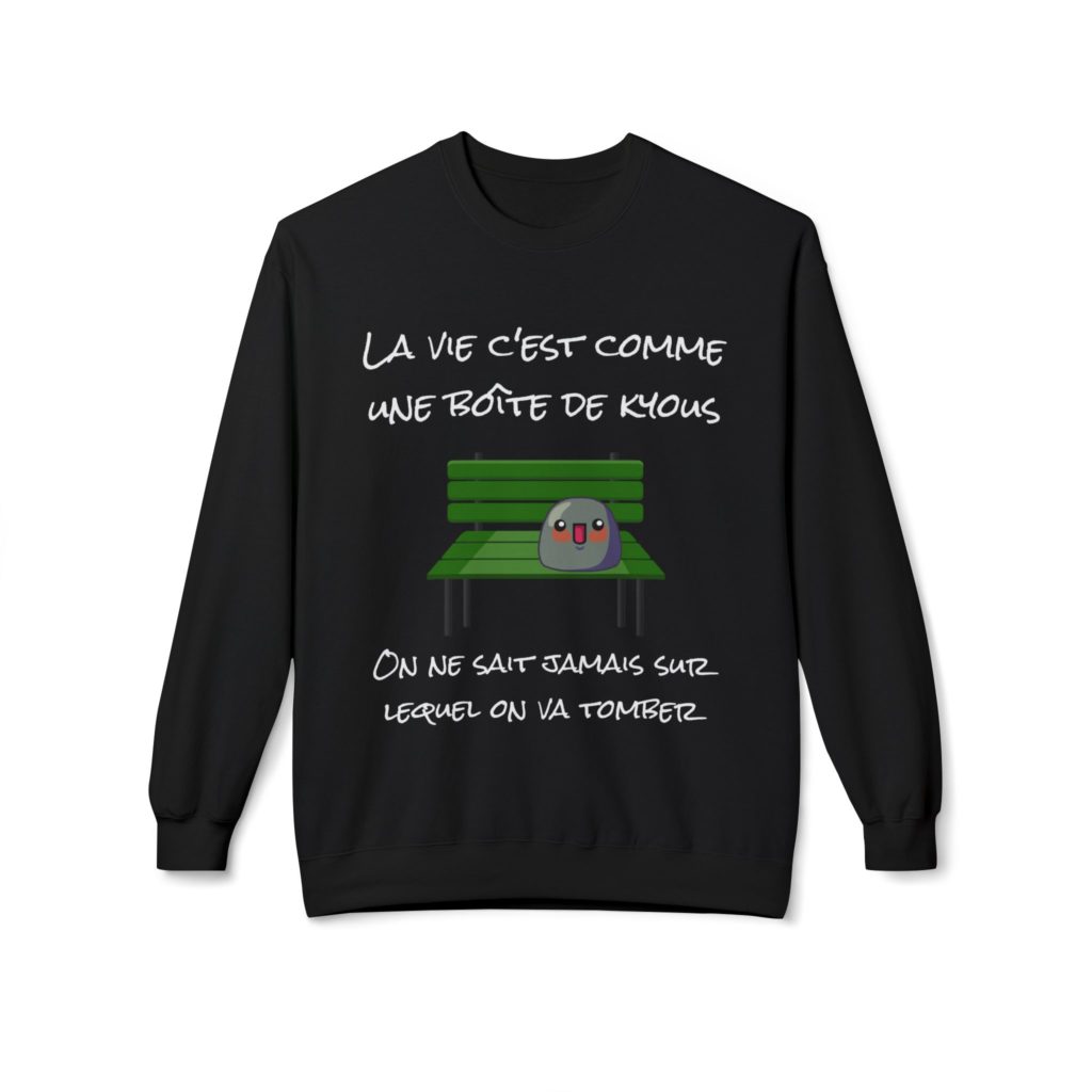 Sweatshirt Forrest Gump revisité avec Kyous et jeu de mots humoristique