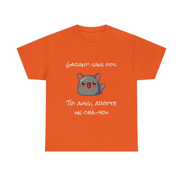 T-shirt "Garanti sans poil – Adopte un Cha-You" – Le chat parfait (sans allergie) ! – Image 5