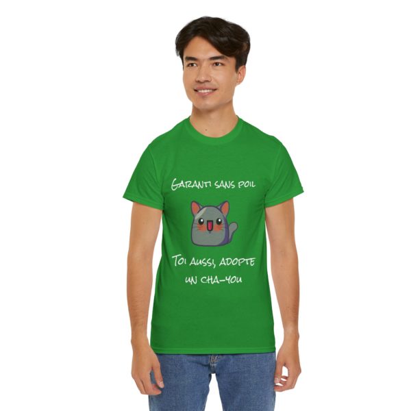 T-shirt "Garanti sans poil – Adopte un Cha-You" – Le chat parfait (sans allergie) ! – Image 15