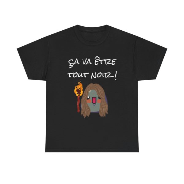 T-shirt Kyou "Ça va être tout noir !" avec torche et perruque préhistorique
