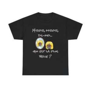 T-shirt humour "Miroir, miroir" avec Kyou et réponse cachée dans le reflet