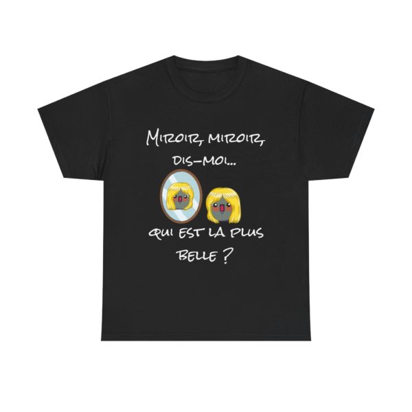 T-shirt humour "Miroir, miroir" avec Kyou et réponse cachée dans le reflet