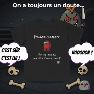 Mini tableau parodique du t-shirt Kyoumong Us avec Kyou en cosmonaute et QR code vers une page secrète