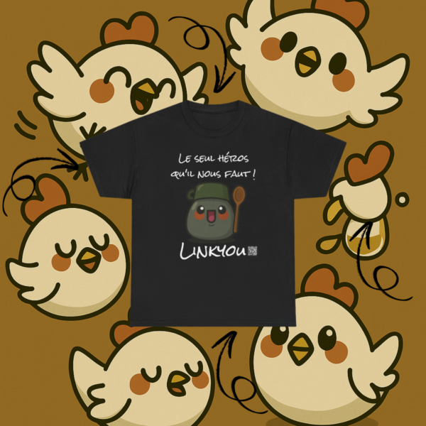 T-shirt Linkyou Kyous avec cuillère magique et QR code, humour décalé inspiré d’Ocarina of Time